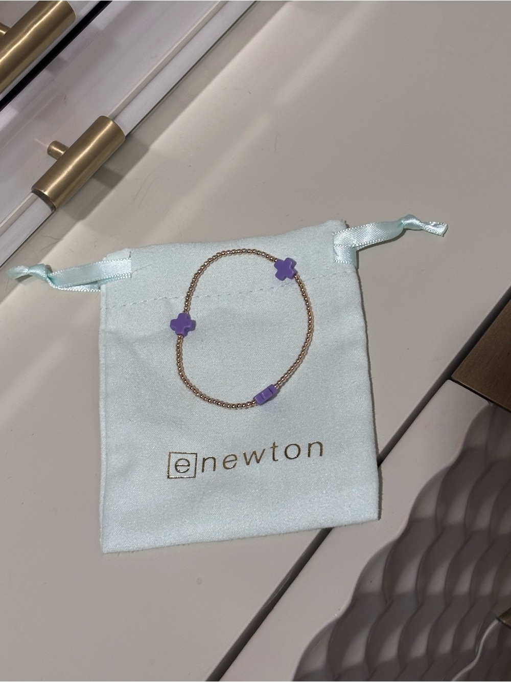 eNewton Gold-Tone Bracelet with Purple Clover Accents